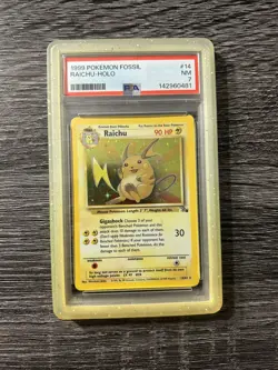 1999 Pokemon Fossil Raichu Holo Rare PSA 7 Near Mint, Card 14/62 - Image 1