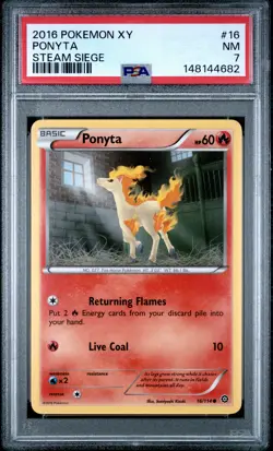 2016 POKEMON XY STEAM SIEGE #16 PONYTA PSA 7 - Image 1