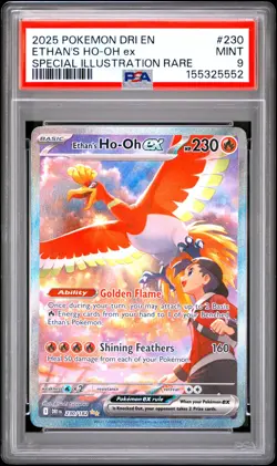 2025 POKEMON DRI EN-DESTINED RIVALS #230 ETHAN'S HO-OH EX PSA 9 - Image 1