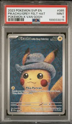 POKEMON BLACK STAR PROMO #085 PIKACHU/GREY FELT HAT POKEMON X VAN GOGH PSA 9 - Image 1
