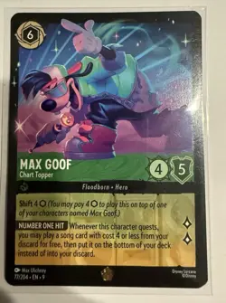 Disney Lorcana Fabled Max Goof Chart Topper Legendary Card 77/204 Non-Foil - Image 1