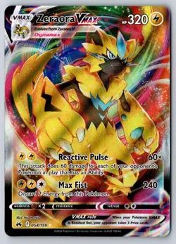 Zeraora VMAX 054/159 Holo VMAX Rare Crown Zenith Pokemon - Image 1