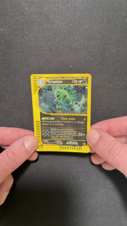 2002 Pokemon Expedition Tyranitar 29/165 Holo Swirl Rare e-Reader HP/Damaged - Image 2