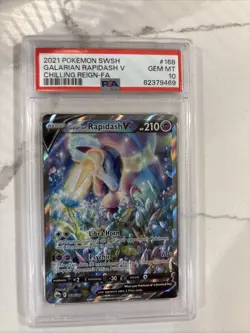 Pokemon 2021 Galarian Rapidash V 168/198 Full Art Chilling Reign GEM MINT PSA 10 - Image 1
