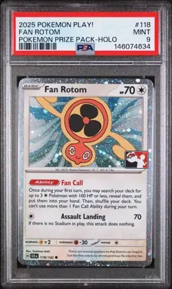 PSA 9 Mint 2025 Pokemon Fan Rotom 118 Holo Pokemon Prize Pack Series 7 Promo - Image 1