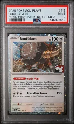 PSA 9 Mint 2025 Pokemon Bouffalant #119 Holo Pokemon Prize Pack Series 6 Promo - Image 1
