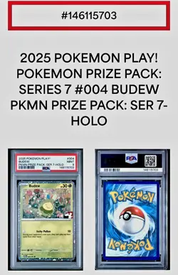 2025 POKEMON PLAY! POKEMON PRIZE PACK: SER 7 HOLO #004 BUDEW PSA 9 Mint - Image 4
