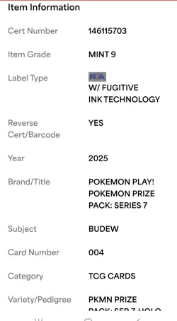 2025 POKEMON PLAY! POKEMON PRIZE PACK: SER 7 HOLO #004 BUDEW PSA 9 Mint - Image 5