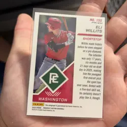 Panini 2025 Prospect Eli Willits Nationals Prizm Auto #155 Baseball Card - Image 2