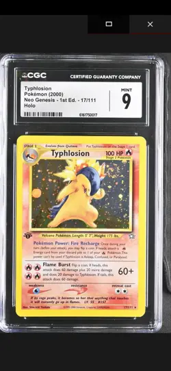 Pokemon Typhlosion TCG Neo Genesis 1st Edition Holo Card 17/111 CGC 9 MINT - Image 1