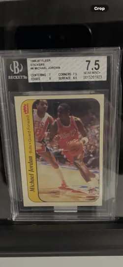 Fleer 1986-87 Stickers Michael Jordan #8 Chicago Bulls Basketball Card BGS 7.5 - Image 1