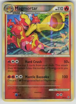 Magmortar 2/95 Rare HGSS Unleashed Pokemon Reverse Holo Moderately Played - Image 1