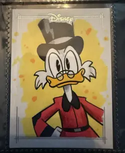 2026 Topps Chrome Disney 1/1 Sketch Card Scrooge McDuck Auto by Ryan Finley - Image 1