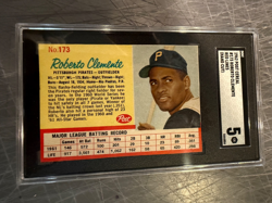1962 POST CEREAL #173 ROBERTO CLEMENTE PITTSBURGH PIRATES BASEBALL CARD SGC 5 EX - Image 1