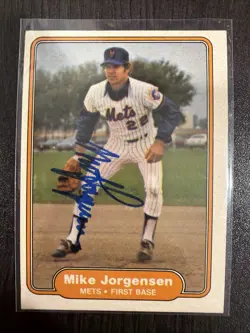 MIKE JORGENSEN 1982 FLEER AUTOGRAPHED SIGNED AUTO BASEBALL CARD WU - Image 1