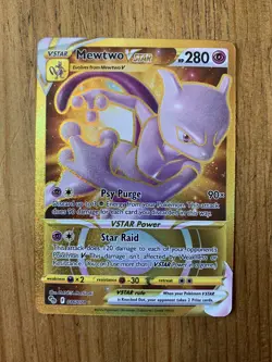 Pokemon Go TCG Mewtwo VStar Gold Secret Rare 086/078 NM Pack Fresh - Image 1