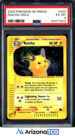 Pokemon 2003 Raichu H25/H32 Holo Skyridge PSA 6 - Image 1