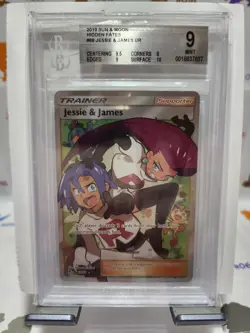 2019 POKEMON SUN & MOON HIDDEN FATES #68 FULL ART/JESSIE & JAMES BGS 9 - Image 1