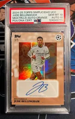 2024-25 TOPPS SIMPLICIDAD UCC JUDE BELLINGHAM Mgstrlls Orange Auto 3/5 MT10PSA10 - Image 1