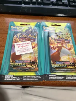 2x Pokemon Sword & Shield Darkness Ablaze Blister Pack w Mawile/Tyranitar Pin - Image 1