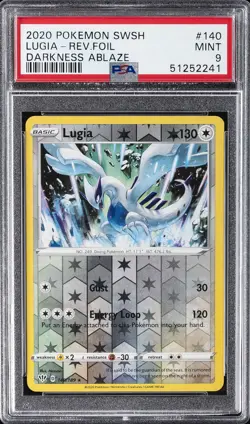 2020 POKEMON SWORD & SHIELD DARKNESS ABLAZE #140 LUGIA-REVERSE FOIL PSA 9 - Image 1