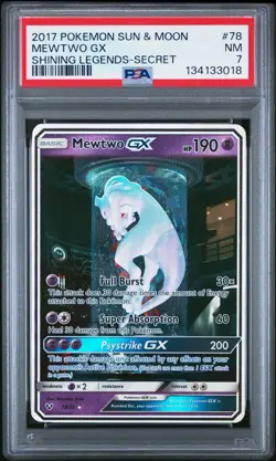 Pokemon 2017 Shining Legends Mewtwo GX 78/73 Secret Rare Holo PSA 7 - Image 1