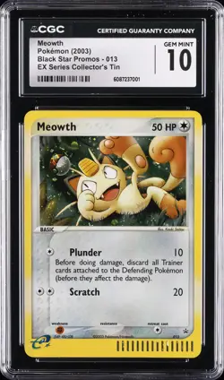 2003 POKEMON BLACK STAR PROMO #013 MEOWTH-HOLO CGC 10 GEM MINT - Image 1