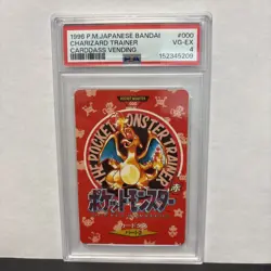 1996 POKEMON JAPANESE BANDAI CARDDASS VENDING #000 CHARIZARD TRAINER PSA 4 - Image 1