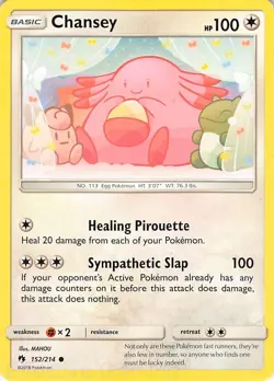 Chansey 152/214 Common Lost Thunder Pokemon HP MAHOU - Image 1