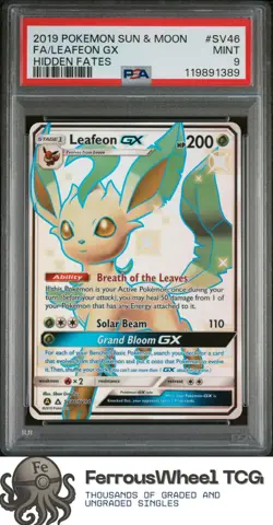 Fa/Leafeon Gx #SV46 - 2019 Pokemon Sun & Moon Hidden Fates - PSA 9 - Image 1