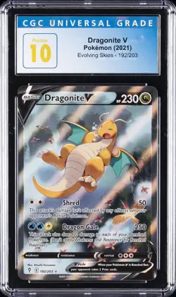 2021 POKEMON EVOLVING SKIES #192/203 DRAGONITE V CGC 10 PRISTINE - Image 1