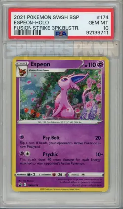 2021 Pokemon SWSH BSP Fusion Strike Espeon Holo PSA 10 Gem Mint - Image 1