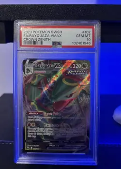 Pokemon TCG Rayquaza VMAX Crown Zenith Card #102/159 PSA 10 - Image 1