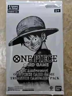 One Piece 3rd Anniversary! Treasure Campaign Pack Sealed New - 3 Cards Per Pack - Image 1