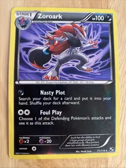 Zoroark Black & White 71/114 Holo Pokemon Trading Card HP/Damaged - Image 1