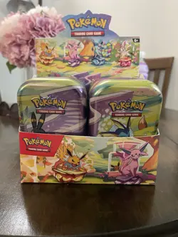 Prismatic Evolutions Empty Mini Tin Set Of 9 with Display + 9 Coins /Art Cards - Image 3