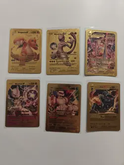 Lot Of 6 Premium Gold Foil Fan Art Collector Pokemon Non TCG - Image 1
