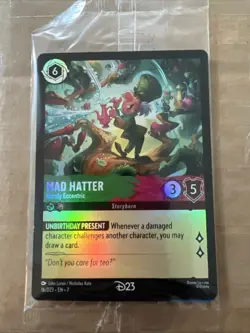 2026 Disney Lorcana D23 Promo MAD HATTER Gold Member Exclusive Card - Image 1