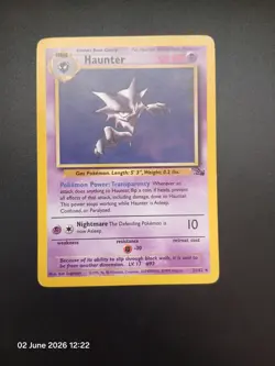 Rare Pokemon TCG Haunter 21/62 Rare Non-Holo Card Fossil Vintage WOTC 1999 MP - Image 1
