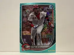 2025 Bowman Chrome Mega Elly De La Cruz /299 Aqua Mojo Baseball Card MLB Reds! - Image 1