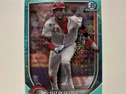 2025 Bowman Chrome Mega Elly De La Cruz /299 Aqua Mojo Baseball Card MLB Reds! - Image 3