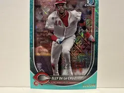 2025 Bowman Chrome Mega Elly De La Cruz /299 Aqua Mojo Baseball Card MLB Reds! - Image 4