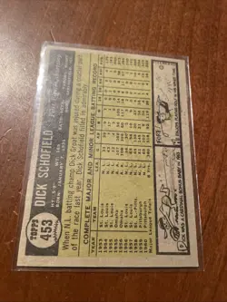 1961 Topps Baseball Card Dick Schofield Pittsburgh Pirates #453 - Image 2