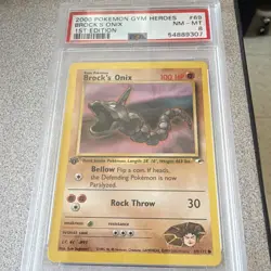 Pokemon TCG Gym Heroes Brock's Onix 69/132 1st Edition PSA 8 - Image 1
