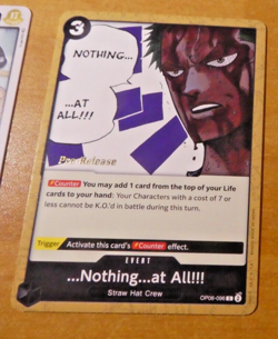 ONE PIECE ENGLISH CARD GAME CARTE PRE RELEASE Nothing...at All OP06-096 EN NM - Image 1