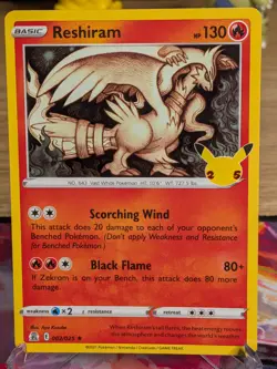 Reshiram Celebrations 002/025 Holo Pokemon Card TCG 2021 - Image 1