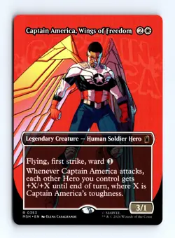 Captain America, Wings of Freedom (Borderless) 353 MTG Marvel Super Heroes (MSH) - Image 1