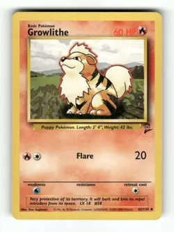Growlithe - 42/130 - Base Set 2 - Pokemon - Uncommon - LP - Image 1