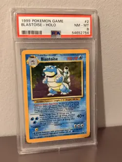 Pokemon PSA 8 Base Set Blastoise Holo Rare 2/102 NM-MINT - Image 1