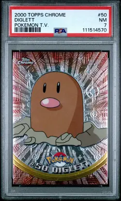 2000 TOPPS CHROME POKEMON T.V. DIGLETT #50 PSA NM 7 - Image 1